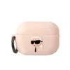 Apple AirPods Pro 2 Karl Lagerfeld silikoninis Karl Head 3D light ausinių dėklas rožinės spalvos