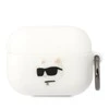 Apple AirPods Pro Karl Lagerfeld silikoninis Choupette Head 3D ausinių dėklas baltos spalvos