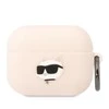 Apple AirPods Pro Karl Lagerfeld silikoninis Choupette Head 3D light ausinių dėklas rožinės spalvos