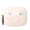 Apple AirPods Pro Karl Lagerfeld silikoninis Choupette Head 3D light ausinių dėklas rožinės spalvos