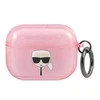 Apple AirPods Pro ausinių dėklas Karl Lagerfeld Glitter Karl`s Head (KLAPUKHGP) rožinės spalvos