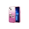 Apple iPhone 13 Mini Karl Lagerfeld dėklas Gradient Ikonik Karl &amp; Choupette (KLHCP13STGKCP) rožinės spalvos