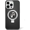 Apple iPhone 13 Pro Karl Lagerfeld dėklas Ring Stand Karl&amp;Choupettte MagSafe (KLHMP13LHMRSKCK) juodos spalvos