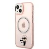 Apple iPhone 14 Plus Karl Lagerfeld dėklas Iconic Karl&amp;Choupette Magsafe (KLHMP14MHNKCIP) rožinės spalvos