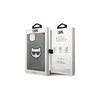 Apple iPhone 14 plus Karl Lagerfeld dėklas Saffiano Choupette Head Patch sidabrinės spalvos