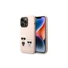 Apple iPhone 14 Pro Karl Lagerfeld dėklas silikoninis Karl &amp; Choupette Magsafe (KLHMP14LSSKCI) light rožinės spalvos