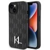 Apple iPhone 15 Karl Lagerfeld dėklas odinis Monogram Hot Stamp Metal Logo (KLHCP15SPKLPKLK) juodos spalvos