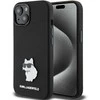 Apple iPhone 15 Plus Karl Lagerfeld silikoninis dėklas Choupette Metal Pin (KLHCP15MSMHCNPK) juodos spalvos
