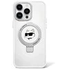 Apple iPhone 15 Pro Karl Lagerfeld dėklas Ring Stand Choupette Head MagSafe (KLHMP15LHMRSCHH) baltos spalvos