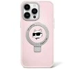 Apple iPhone 15 Pro Karl Lagerfeld dėklas Ring Stand Choupette Head MagSafe (KLHMP15LHMRSCHP) rožinės spalvos