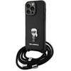 Apple iPhone 15 Pro Max Karl Lagerfeld dėklas Crossbody Saffiano Monogram Metal Pin Karl &amp; Choupette (KLHCP15XSASKNPSK) juodos spalvos
