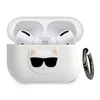 Karl Lagerfeld KLACAPSILCHWH AirPods Pro dėklas baltas silikoninis Choupette dėklas