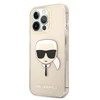 Apple iPhone 13 Pro Karl Lagerfeld dėklas Glitter Karl`s Head (KLHCP13LKHTUGLGO) aukso spalvos