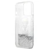 Apple iPhone 13 Pro Max Karl Lagerfeld dėklas Liquid Glitter Karl&amp;Choupette Head (KLHCP13XKICGLS) sidabrinės spalvos
