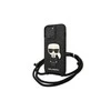 Apple iPhone 13 Pro Karl Lagerfeld odinis dėklas Monogram Patch And Cord Iconik (KLHCP13LCMNIPK) juodos spalvos