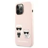 Apple iPhone 13 Pro Karl Lagerfeld dėklas Silicone Karl &amp; Choupette (KLHCP13LSSKCI) light rožinės spalvos