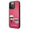 Apple iPhone 13 Mini Karl Lagerfeld dėklas Ikonik Karl &amp; Choupette (KLHCP13SPCUSKCP) rožinės spalvos