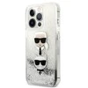 Apple iPhone 13 Pro Max Karl Lagerfeld dėklas Liquid Glitter Karl&amp;Choupette Head (KLHCP13XKICGLS) sidabrinės spalvos
