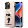 Apple iPhone 14 Pro Karl Lagerfeld dėklas silikoninis NFT Ikonik Magsafe (KLHMP14LSNIKBCP) rožinės spalvos