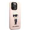 Apple iPhone 14 Pro Karl Lagerfeld dėklas silikoninis NFT Ikonik Magsafe (KLHMP14LSNIKBCP) rožinės spalvos