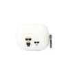 Apple AirPods Pro Karl Lagerfeld silikoninis Karl &amp; Choupette (KLACAPSILKCW) ausinių dėklas baltos spalvos