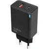 Maxlife MXTC-09-45AC GaN PD QC įkroviklis 1x USB-C 1x USB 45W juodas