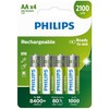 PHILIPS įkraunamų AA NiMH baterijų 2100mAh rinkinys, 4 vnt.