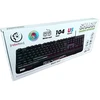 Rebeltec „Shark“ viso dydžio RGB žaidimų klaviatūra su integruotu riešo atrama, atspari vandeniui.