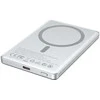 Telforceone BWOO aliuminio magnetic power bank P75 PD 20W 5000 mAh with digital display and USB-C port sidabrinis