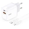 BWOO sieninis įkroviklis CDA182 QC 38W 1x USB-A + 1x USB-C su USB-C į Lightning laidu 1 m juodas