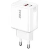 BWOO sieninis įkroviklis CDA182 QC 38W 1x USB-A + 1x USB-C baltas