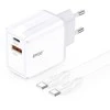 BWOO sieninis įkroviklis CDA182 QC 38W 1x USB-A + 1x USB-C su USB-C laidu 1 m juodas