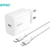 Telforceone BWOO wall charger CDA233 PD 20W 1x USB-C with USB-C - Lightning cable baltas