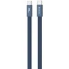 Telforceone Devia Ultra3 USB-C PD 240W metalinis austas plokščias greito įkrovimo kabelis 1,5 m mėlynas