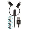 Forever 3in1 kabelis USB - Lightning + USB-C + microUSB 1,0 m 1,5A juodos spalvos