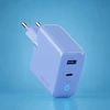 Forever Vibe-TC45AC GaN PD QC įkroviklis 1x USB-C 1x USB 45W dangaus mėlyna