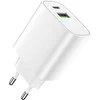 Telforceone Forever sieninis įkroviklis 1xUSB QC 3.0 + 1xUSB-C PD 20W LS-04 baltos spalvos