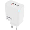 Telforceone Maxlife MXTC-09-65ACC GaN PD QC charger 2x USB-C 1x USB 65W baltas