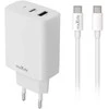 Maxlife MXTC-10-20AC PD QC įkroviklis 1x USB-C 1x USB 20W baltas + USB-C – USB-C laidas 20W