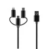 Havit TelForceone Setty 3in1 kabelis USB - Lightning + USB-C + microUSB 1,0 m 2A juodas nailonas DT