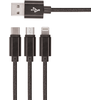 Telforceone „Setty“ 3in1 USB nailono laidas, juodas, R