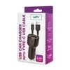 TelForceone "Setty" automobilinis įkroviklis 1x USB 2,4A juodas + USB-C kabelis 1,0 m