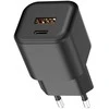 Telforceone Setty sieninis įkroviklis USB-A + USB-C 20W LSGaN-AC-201 juodas