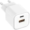 Setty sieninis įkroviklis USB-A + USB-C 20W LSGaN-AC-200 baltas