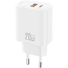 XO sieninis įkroviklis CE40 PD 20W 1x USB-C 1x USB baltas