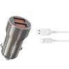 XO automobilinis įkroviklis CC48 2x USB 2,4A juodas + USB-C laidas