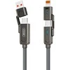 XO cabel NB275 4w1 USB-C - Lightning + USB + USB-C 60W 1,0m pilkos spalvos