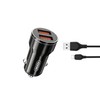 XO automobilinis įkroviklis CC48 2x USB 2,4A juodos spalvos + USB-C kabelis