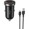 XO automobilinis įkroviklis CC56 PD 30W QC 1x USB 1x USB-C baltos spalvos + USB - USB-C kabelis