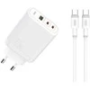 XO laidinis įkroviklis CE02A PD 20W QC 3.0 18W 1x USB 1x USB-C baltos spalvos + USB-C – USB-C kabelis